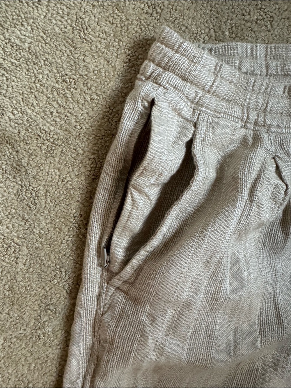 Abercrombie and Fitch Men’s Loose Linen Blend Pull On Pant striped beige oatmeal - Picture 3 of 6